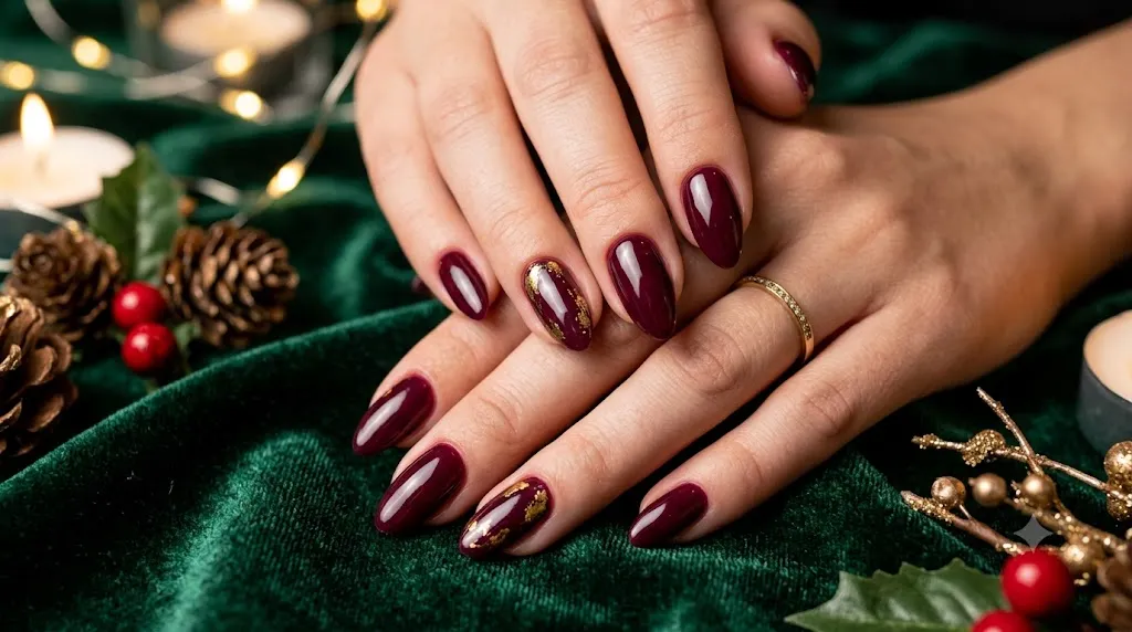 Burgundy Holiday Nails