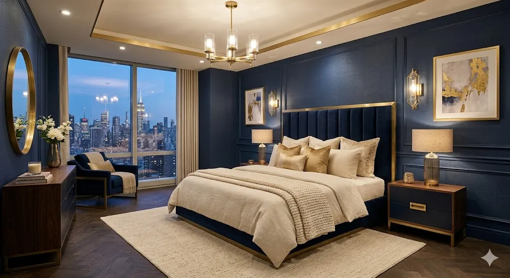 Navy Blue Luxury Bedroom