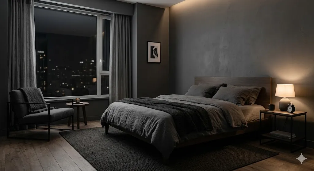 Minimalist Dark Gray Bedroom
