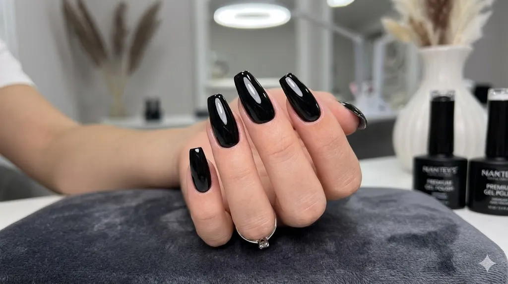 Black Glossy Gel Nails