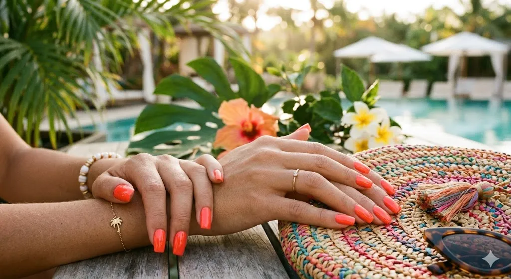 Bright Coral Nails