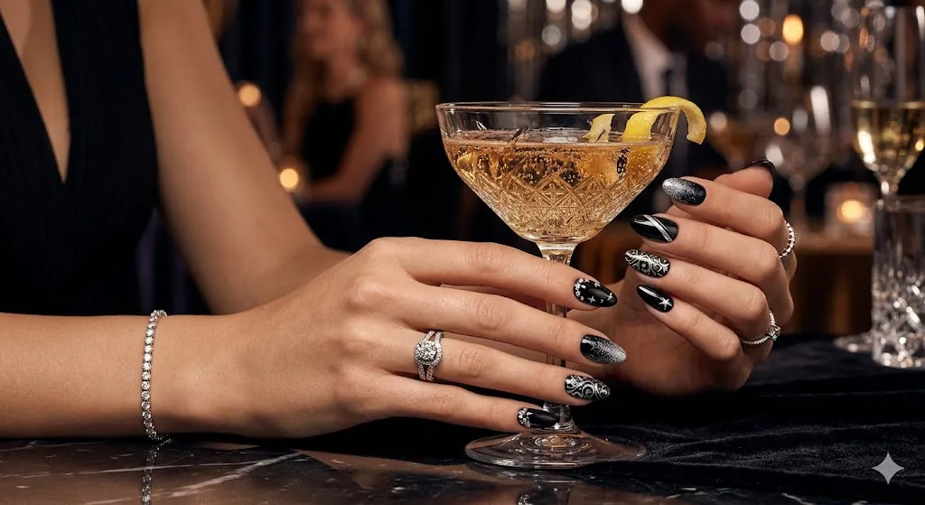 Black and Silver Nails
