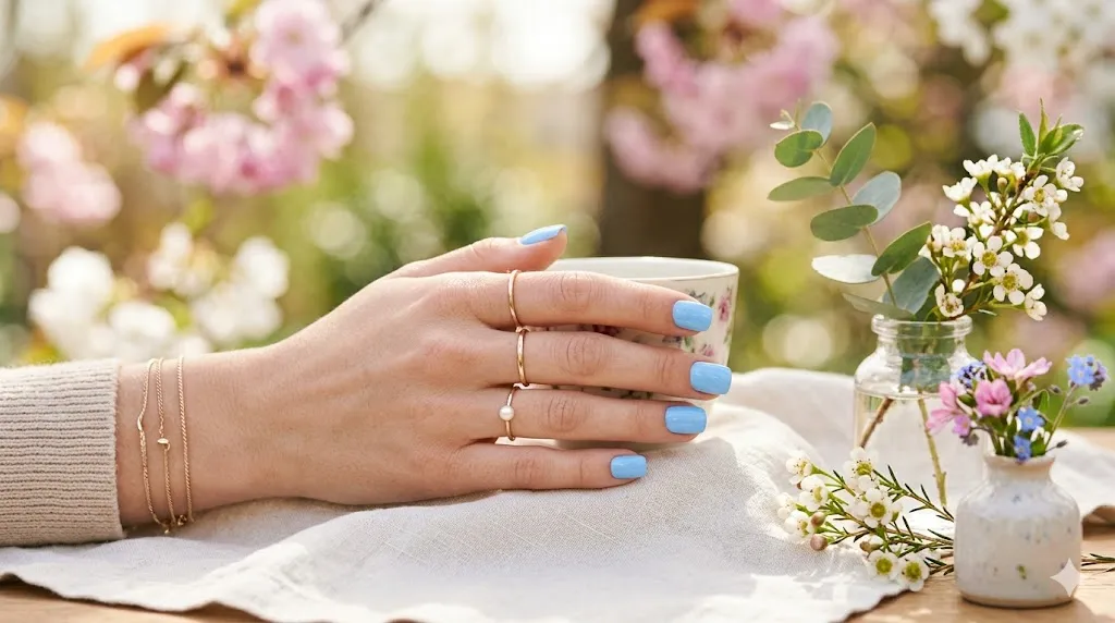 Baby Blue Square Nails