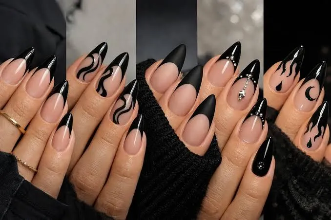 Black Swirl Nail Art
