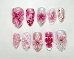 Soft Pink Floral Nails