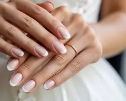 Glossy Beige Nails with Minimal Art
