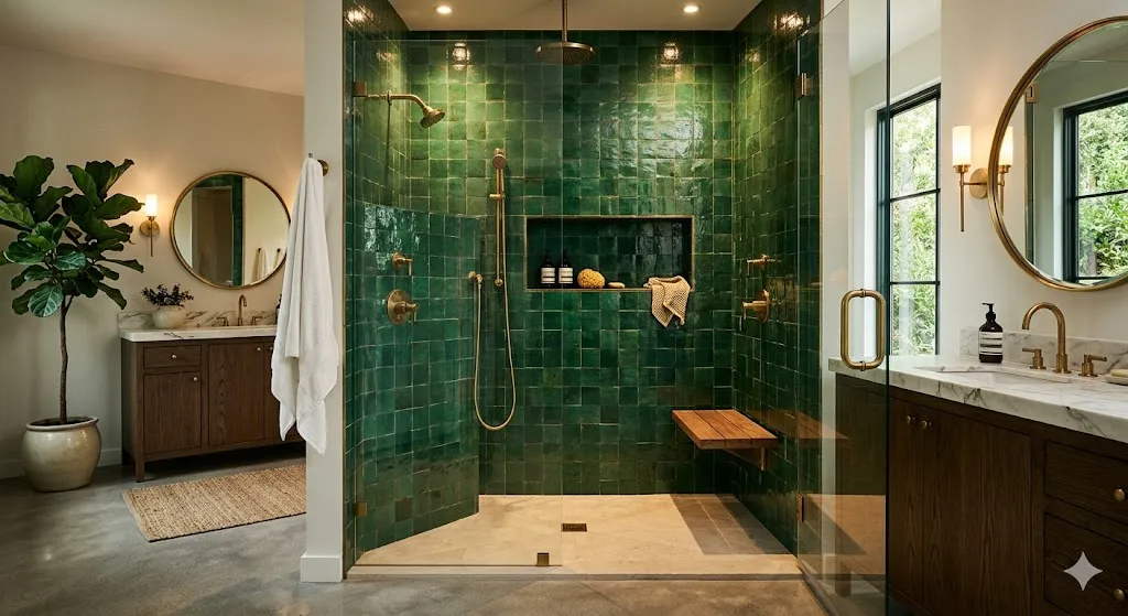 Install Green Shower Tiles