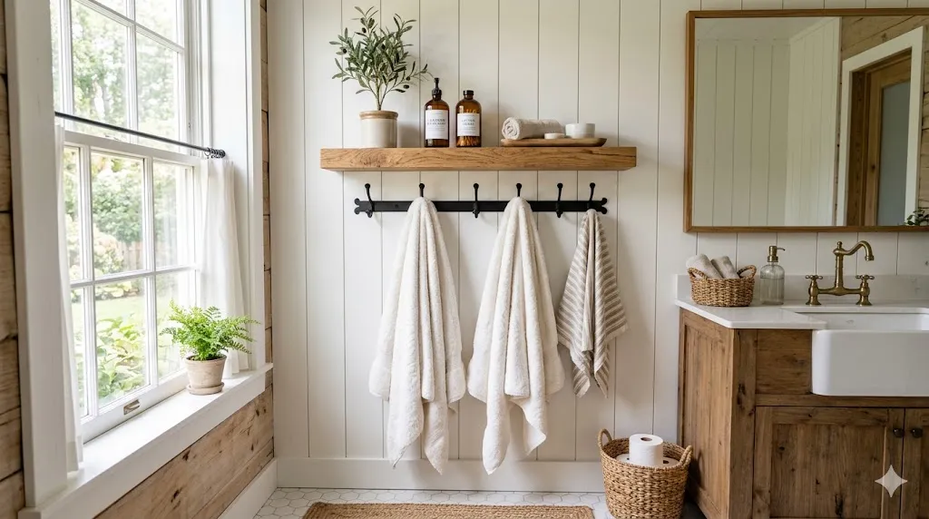 Farmhouse Shelf with Hooks