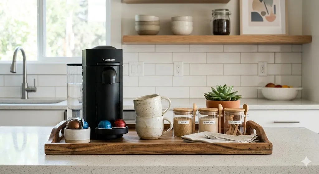 Create a Coffee Station on a Wooden Tray