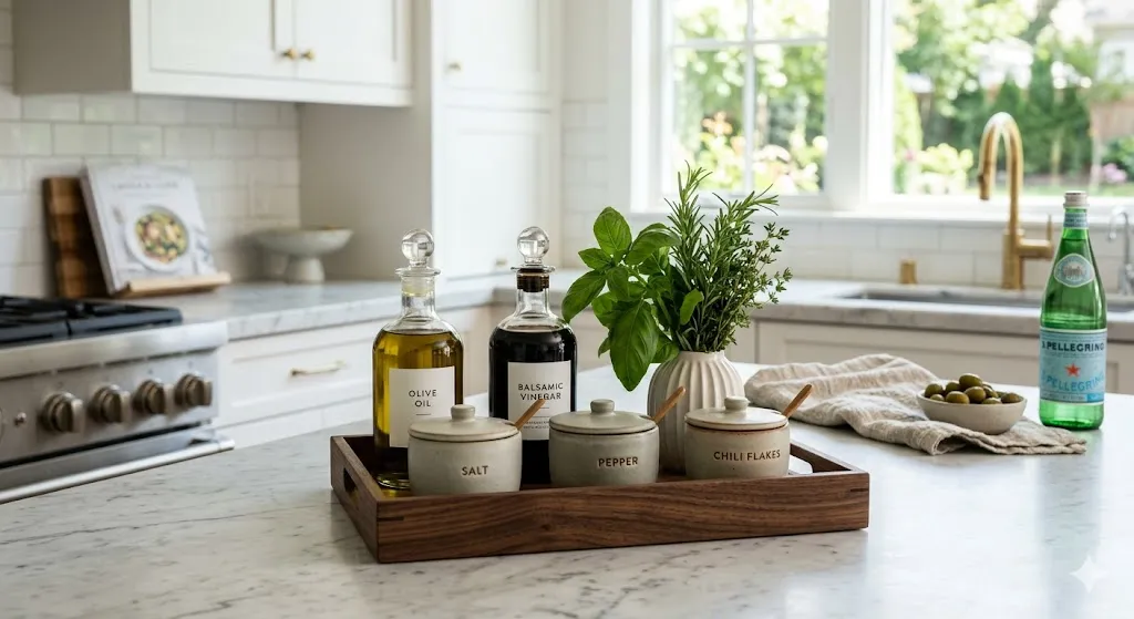 Style a Wooden Tray with Condiment Dispensers