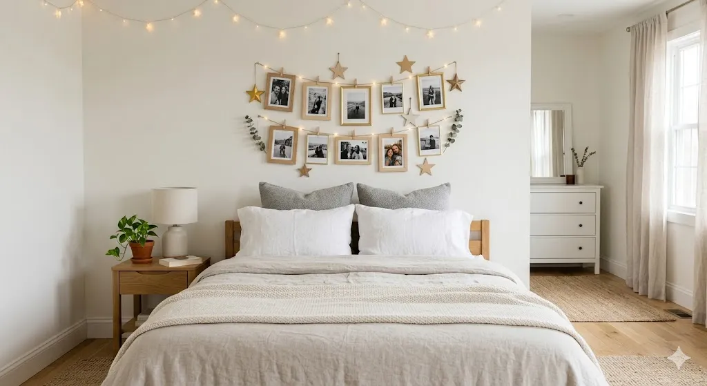 Simple Picture Wall Above the Bed