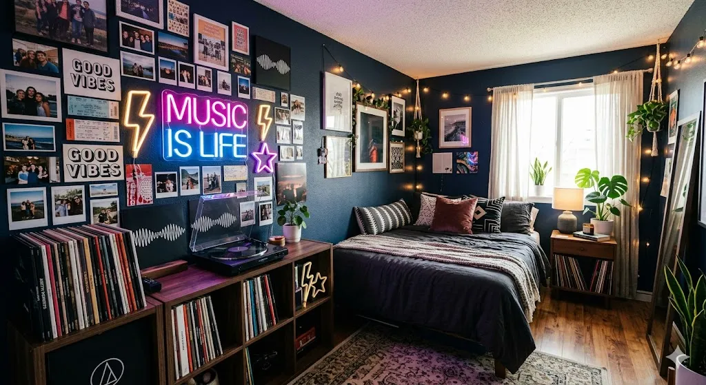 Photo Wall With Vinyl Records