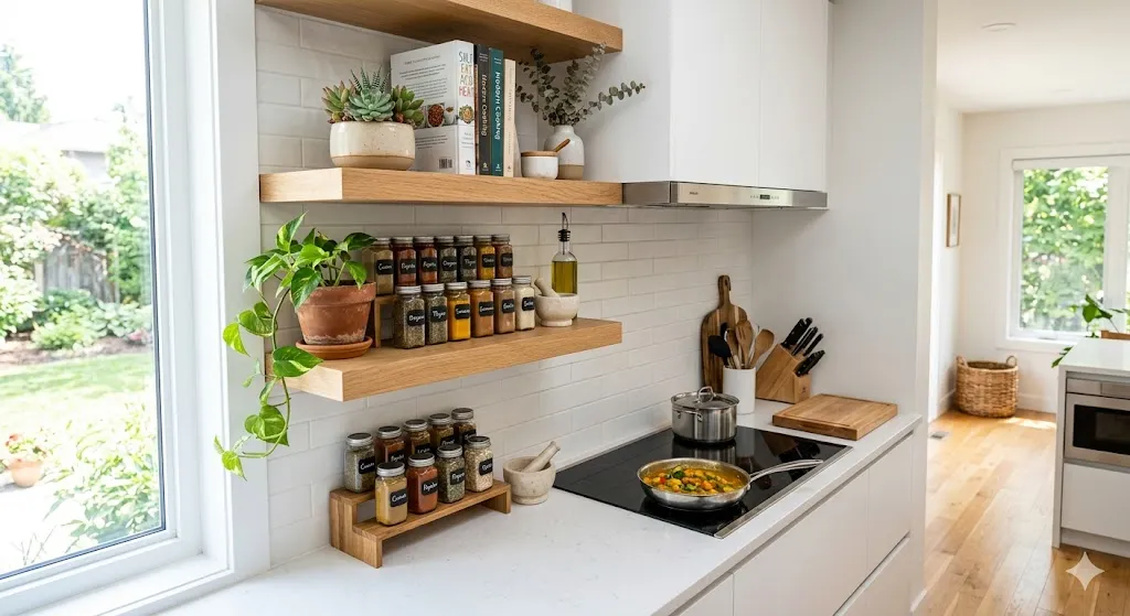 Add Floating Wooden Shelves