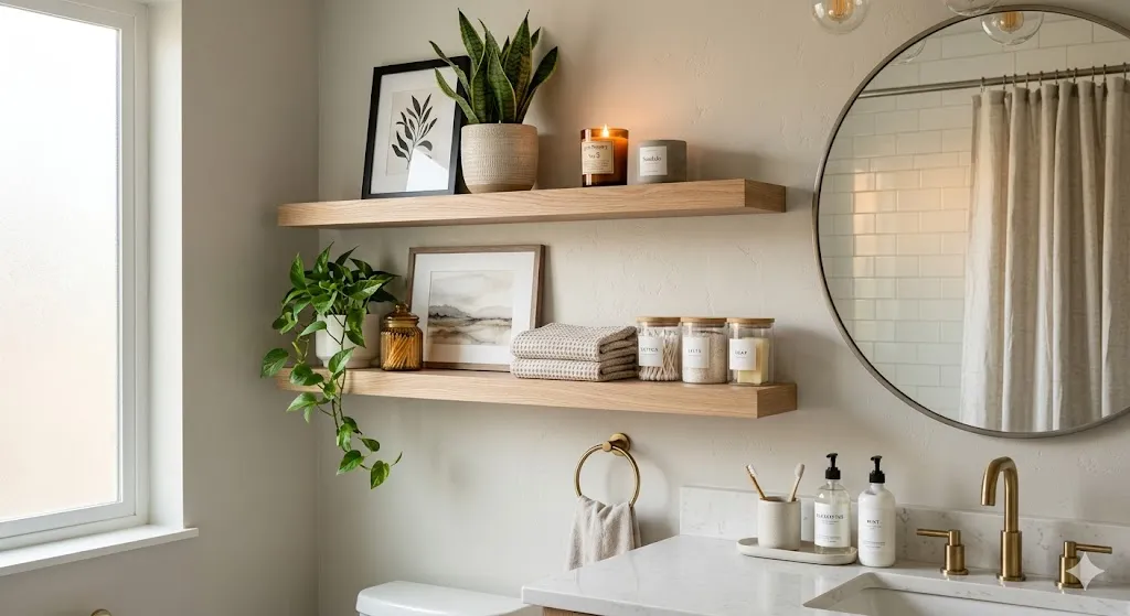 Style Floating Shelves with Simple Decor