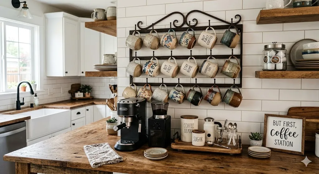 Display Mugs on a Decorative Rack