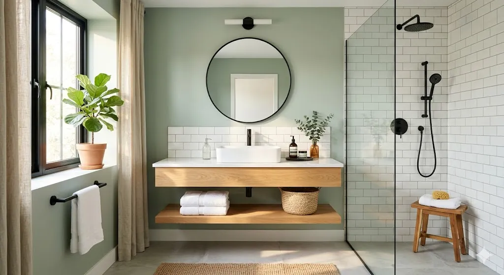 Sage Green Walls for a Relaxing Spa Atmosphere