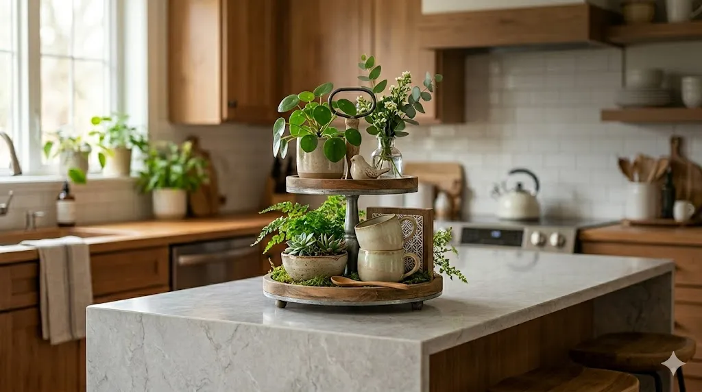 Tiered Tray with Greenery