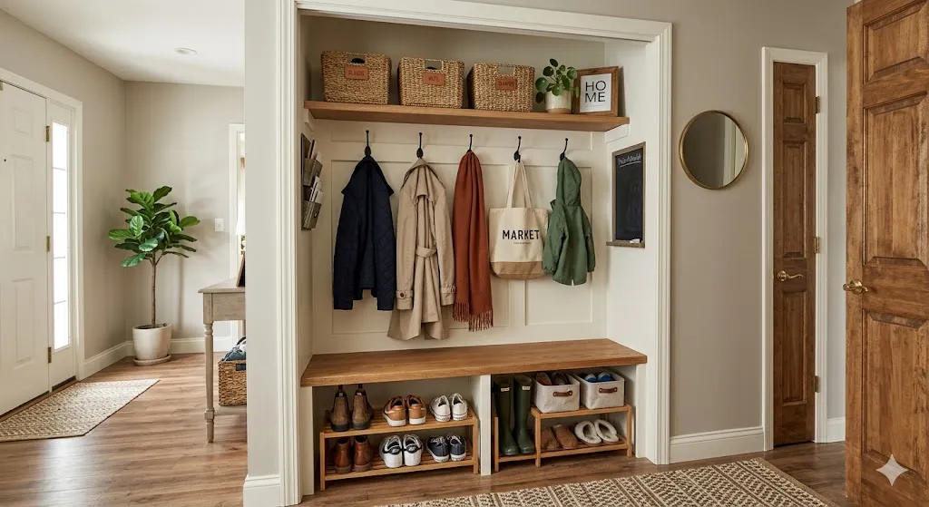 Closet Conversion Mudroom