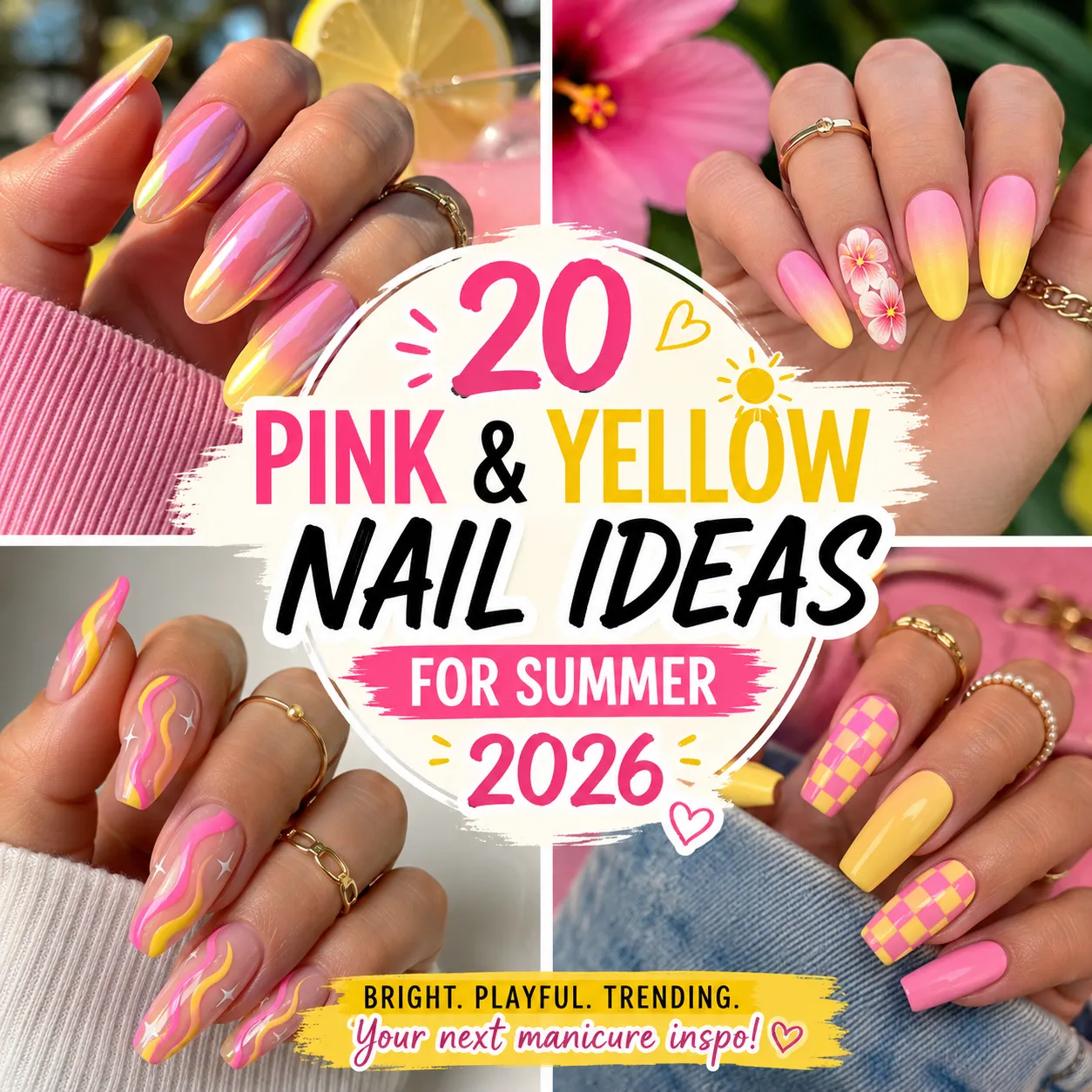 20 Pink and Yellow Nail Ideas for Summer 2026