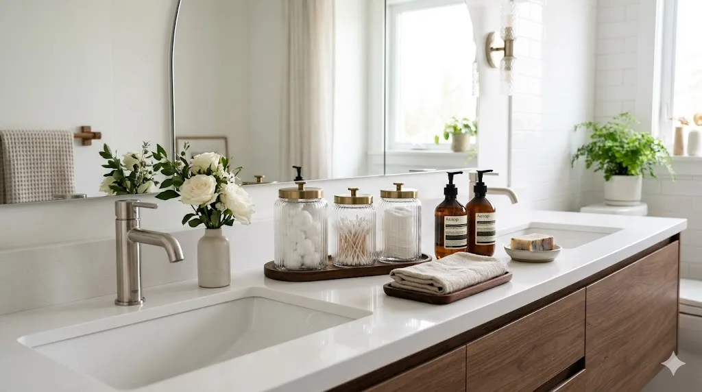 Display Essentials in Matching Glass Jars
