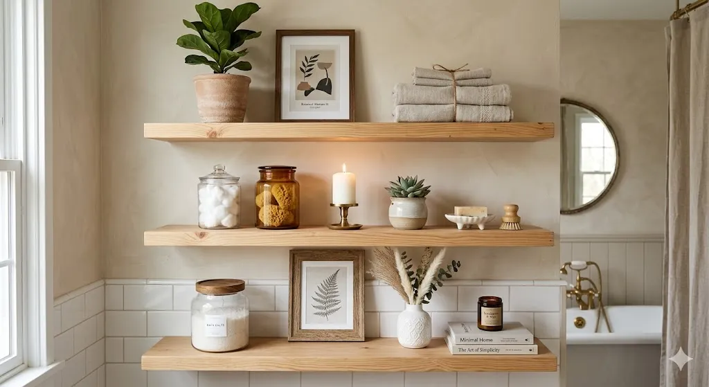 Decorate Shelves with a Mix of Textures