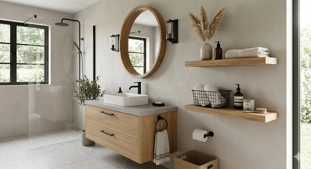 Combine Wooden Frames and Floating Shelves