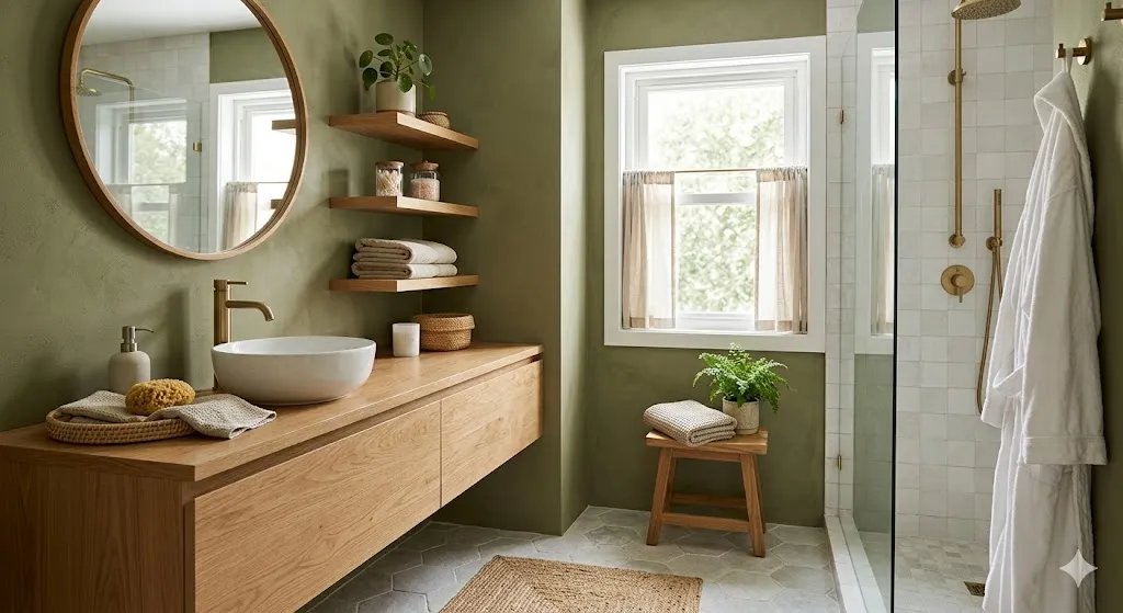 Pair Green With Natural Wood Elements
