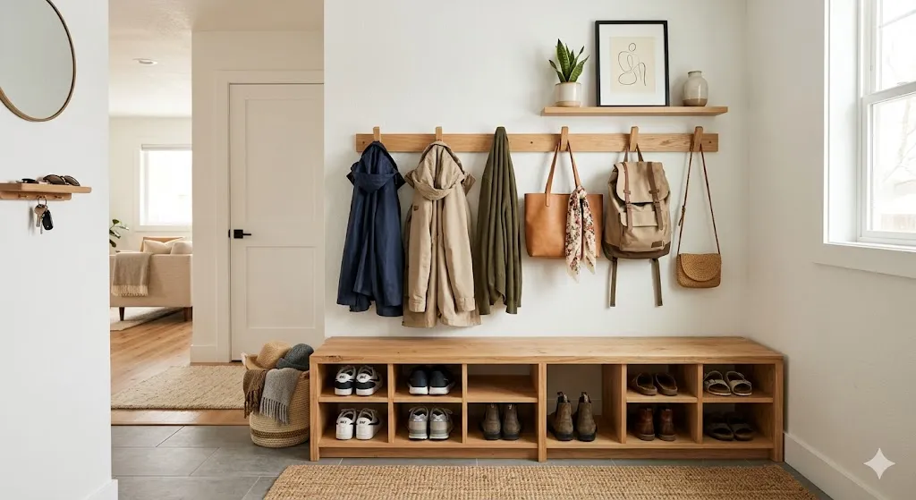 Hooks and Storage Cubbies