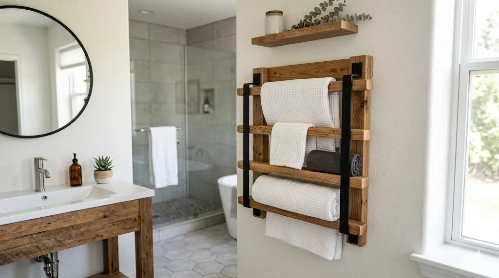 Wood and Metal Combination Rack