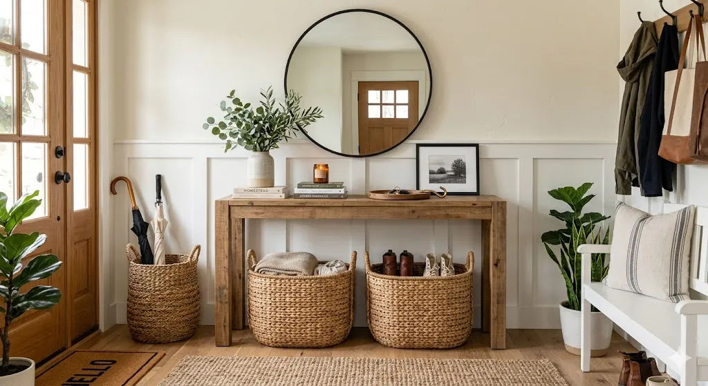 Add Woven Baskets for Beauty and Storage